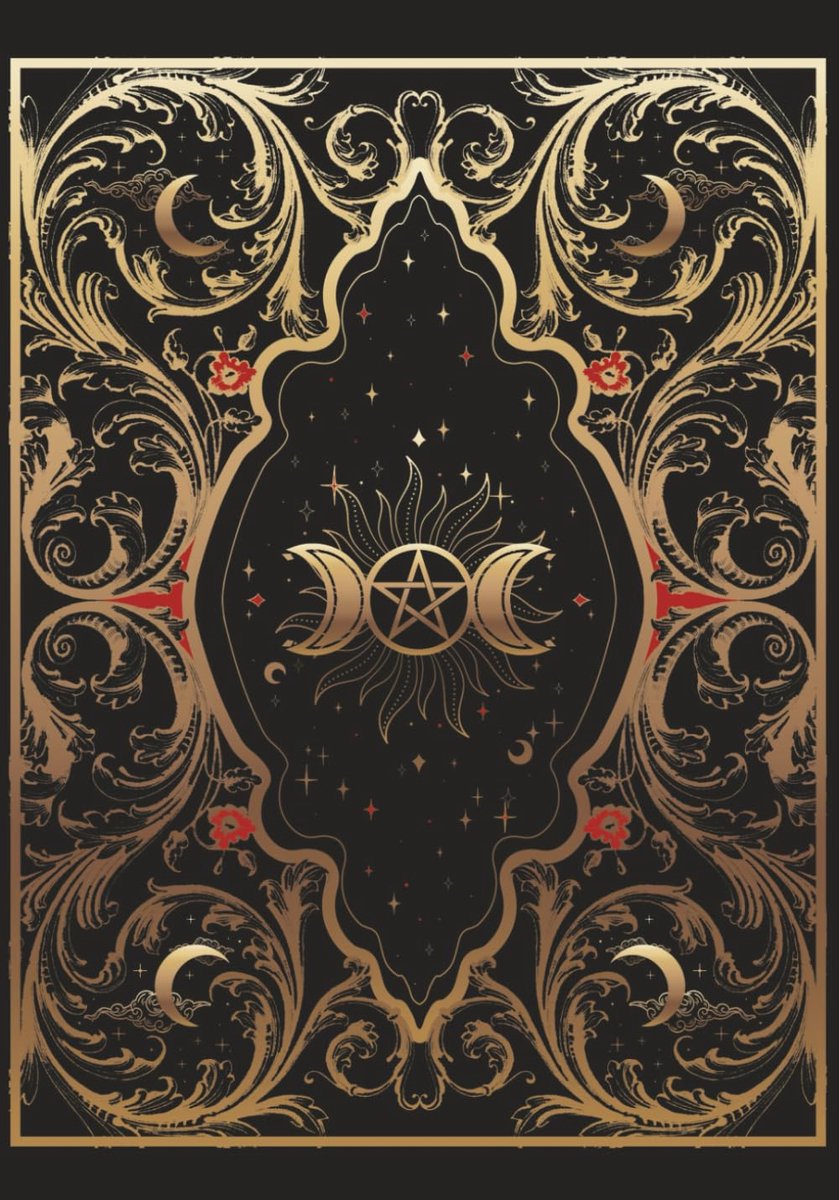 Book of Shadows: Blank dotted journal | Empty Grimoire | Spells book | Vintage black and gold cover | 150 pages 7" x 10"