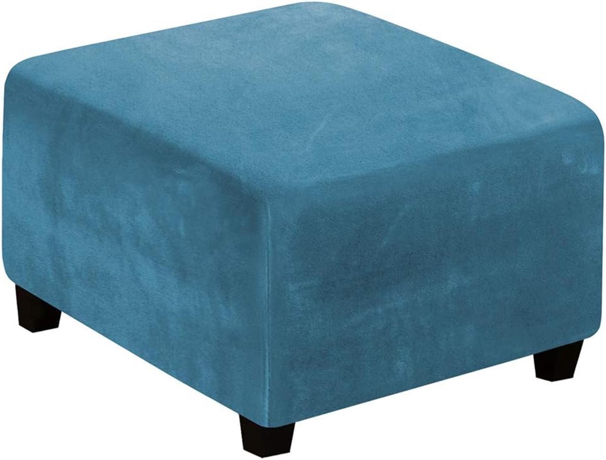 Zitzakhoes, elastisch, voetenbankhoes, hoes voor voetenbank, van fluweel, pauwenblauw