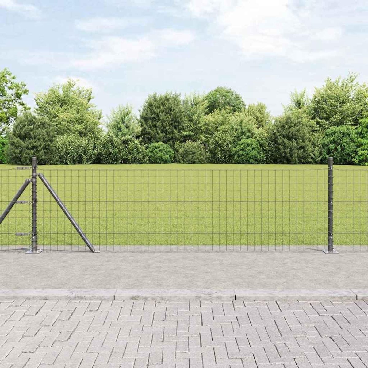 Concretebasefix Tuinhek, metaal, omheiningen, weerbestendig en gepoedercoat, stabiele inkijkbescherming voor terras, erf en tuin, grijs, 50 x 0,4 m, 50 x 50 mm
