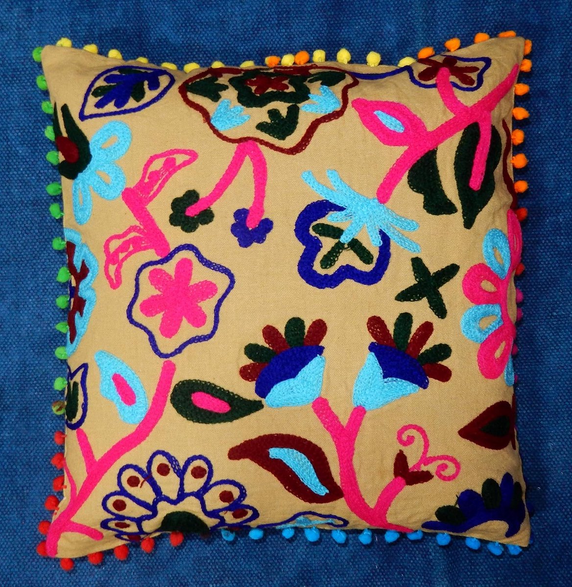 Kussenhoes 16x16 cm - katoen - etnisch Suzani ontwerp - sfeervolle woondecoratie - SnelShoppen