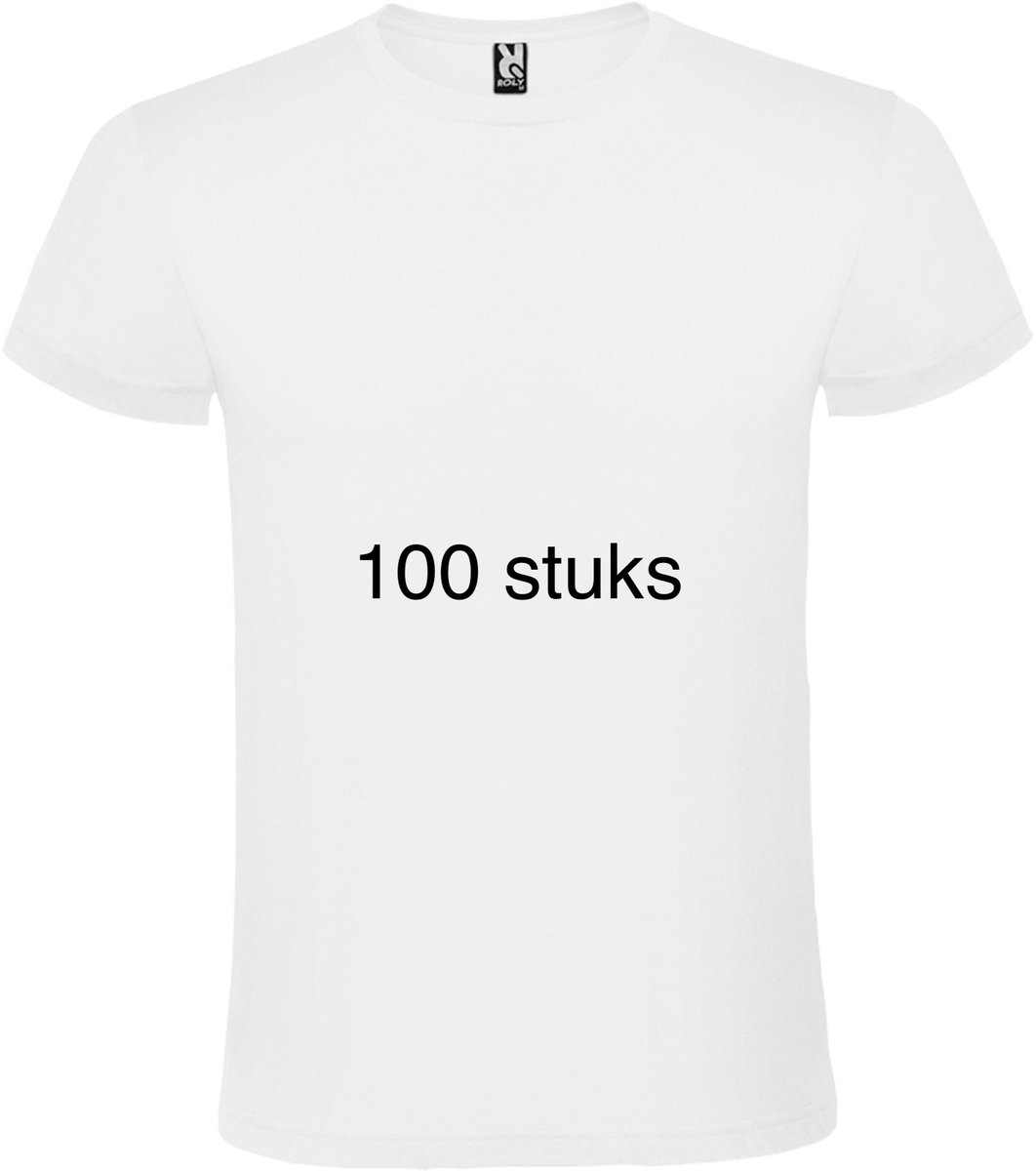 100 stuks voordeel pack Witte basic t-shirts Roly Atomic maat S
