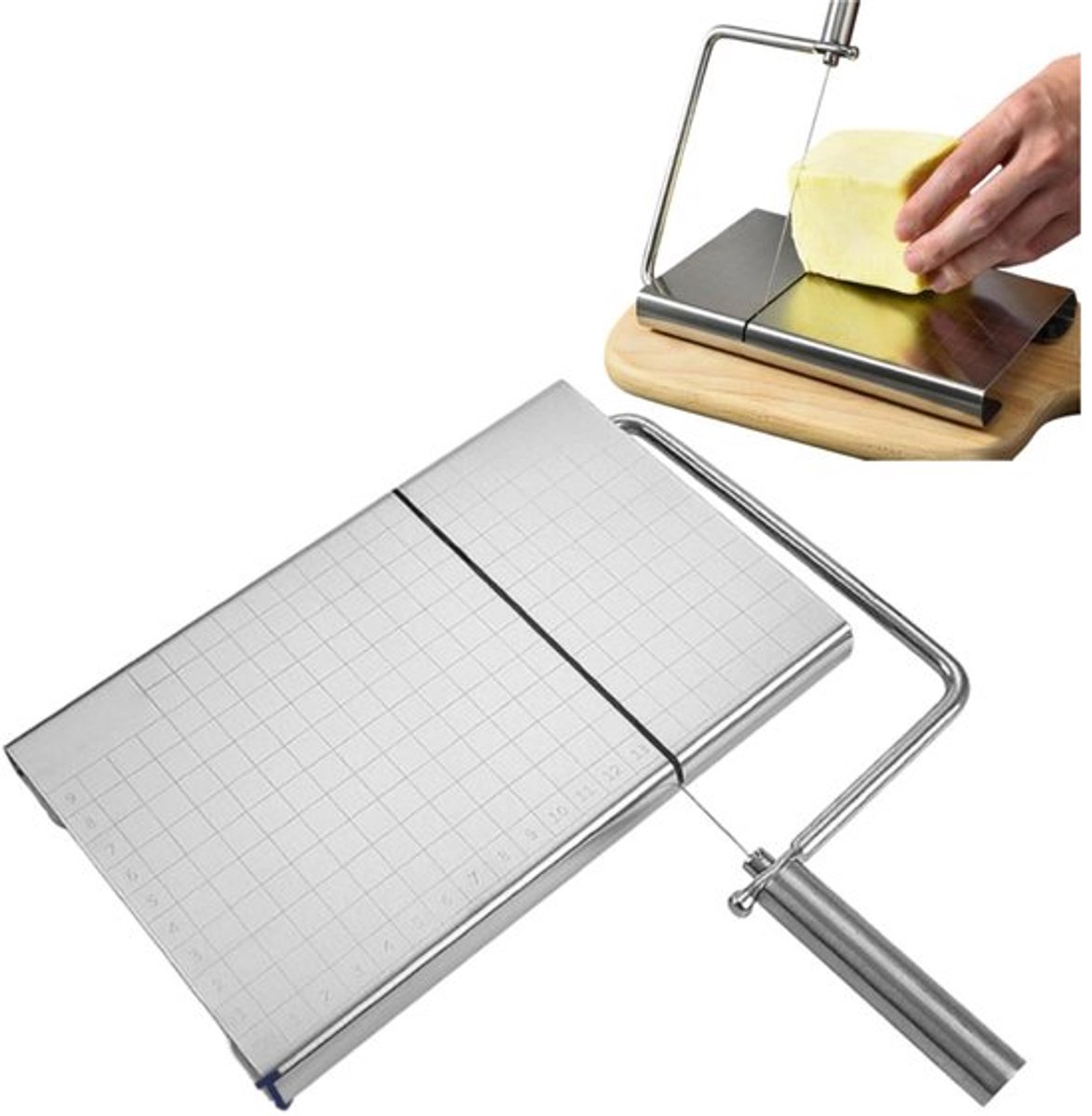 1 stuk kaasschaaf van roestvrij staal - Nauwkeurige diktecontrole - Lineaire boterschaaf - Deli- en hamschaaf - 13 cm * 21,8 cm * 24 cm - Geschikt voor thuisverwerking van zachte kazen, worsten en andere ingrediënten - Zilver