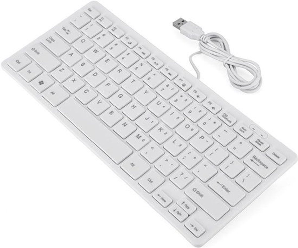 Ultradun Mini USB-toetsenbord 78 toetsen voor desktopcomputer en laptop (zwart) (Wit)