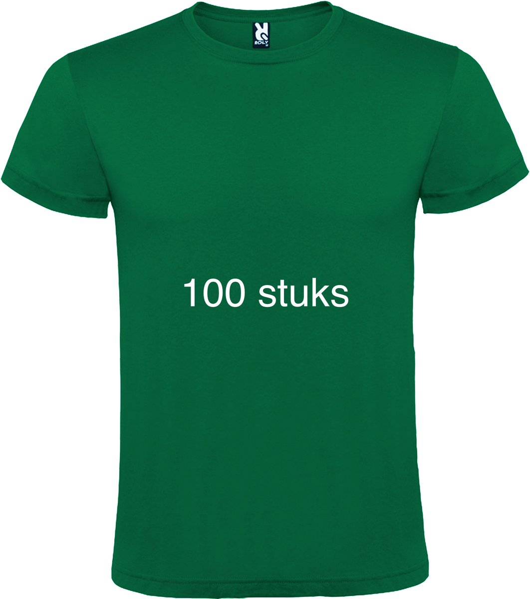 100 stuks voordeel pack Kelly Groen basic t-shirts Roly Atomic maat XS