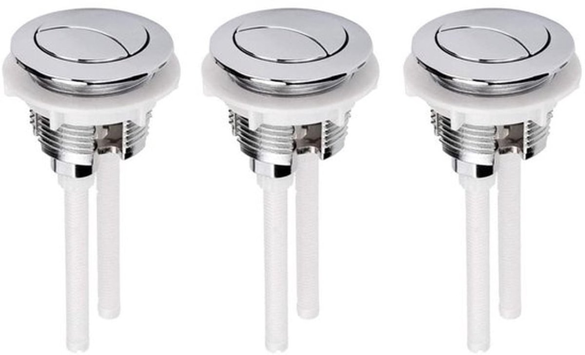 Toiletdrukknop met dubbele spoeling, toiletspoelknop met ronde kop, vervanging voor badkamer toilet watertank reparatie, 3 stuks