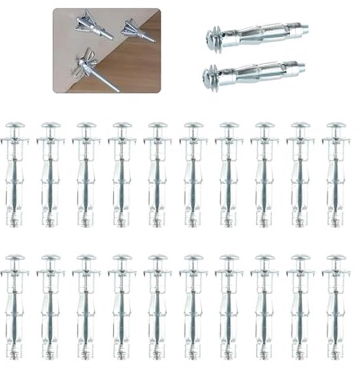 Holle Muur Bevestigingen Ankers Set 22 Stuks - Heavy Duty Gipsplaat Pluggen met Schroeven M6x52mm