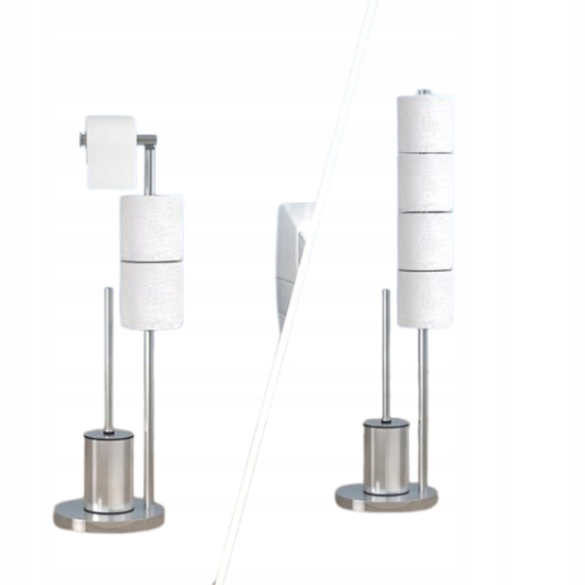 Merkloos Toiletrolhouder met Toiletborstel & Opslag - 72cm Staal