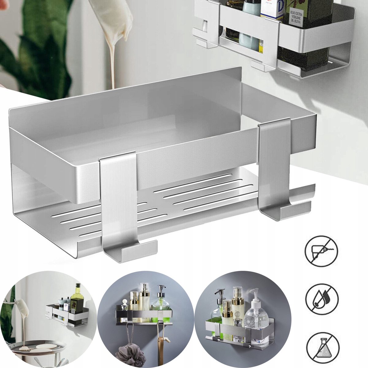 Merkloos Merkloze Douche Organizer - Roestvrij Staal - Wandmontage