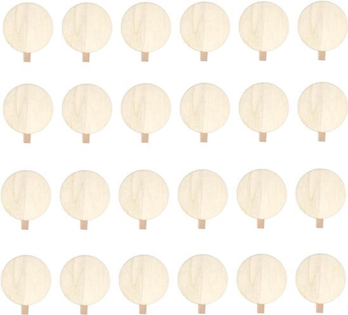 Adventskalender met 1-24 houten knijpers ronde schijf geschikt voor stickers - Cadeauknijpers van 4 cm doe-het-zelf design