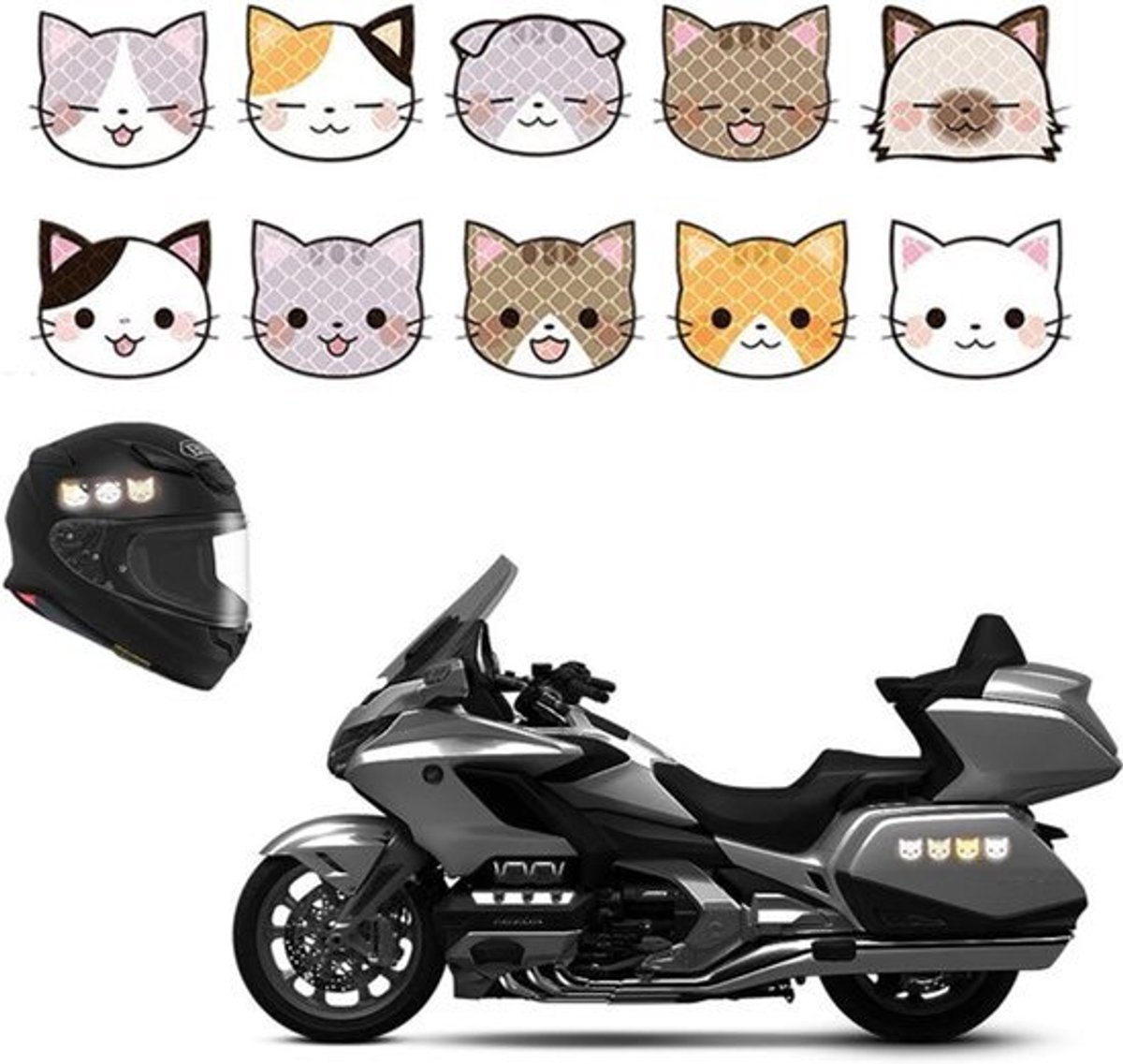 10 stuks reflecterende autostickers met katten - cartoon-kattenstickers voor autodecoratie