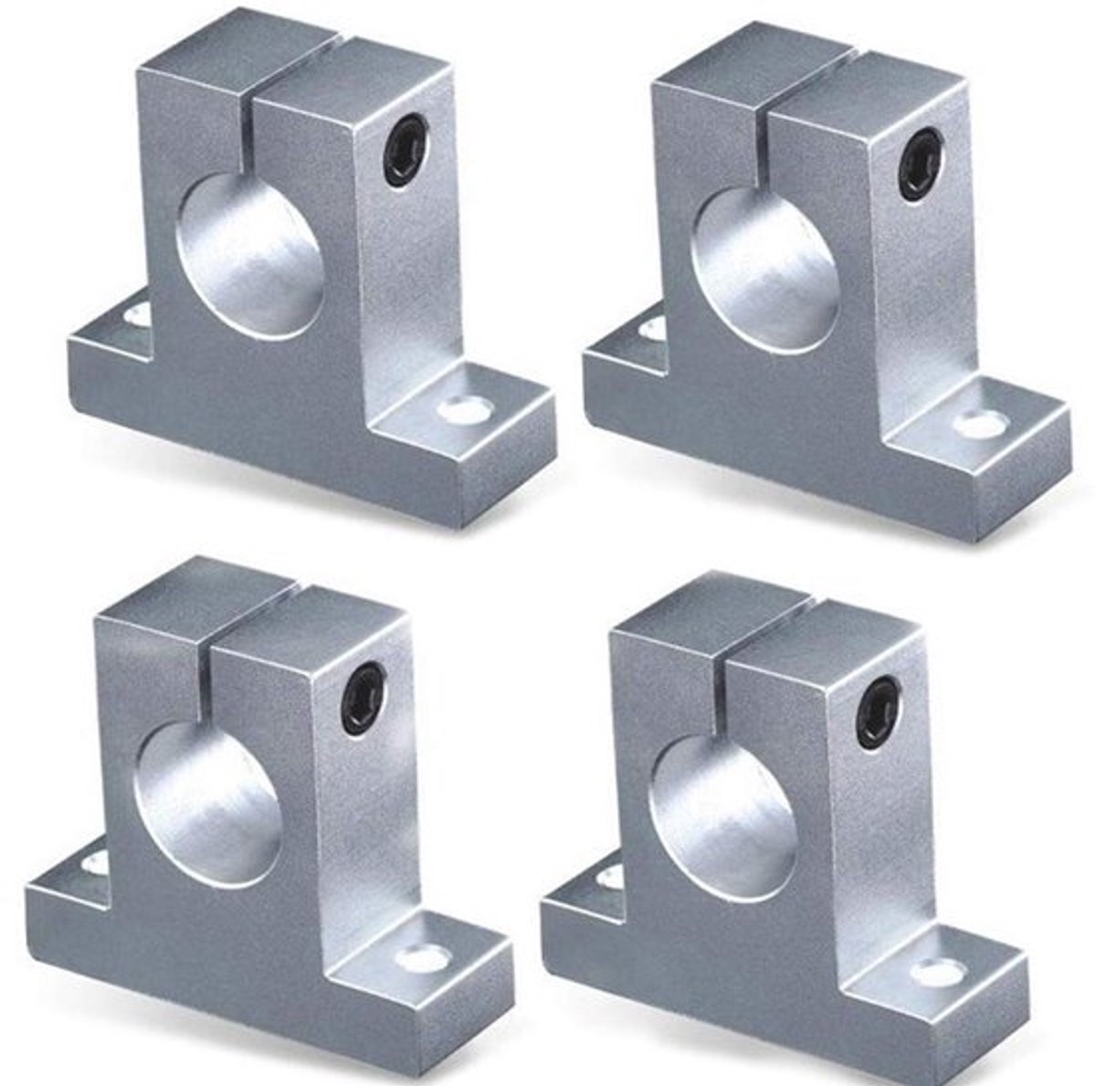 Aluminium lineaire geleidingsrail klemmen - 4 stuks - geschikt voor 12 mm as