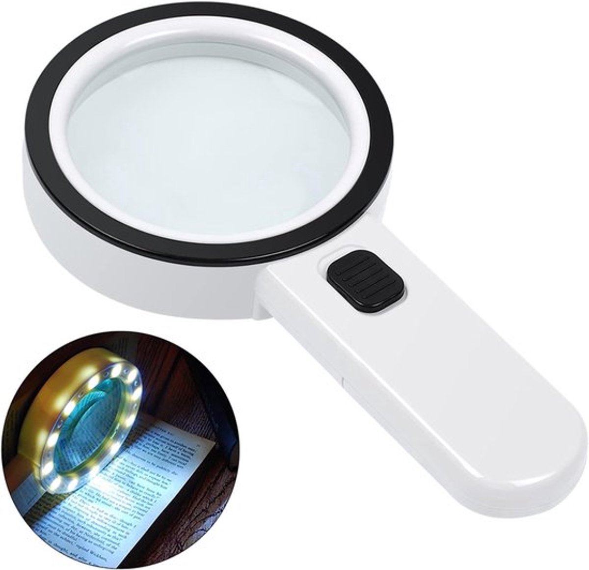 Vergrootglas - ergrootglas met Licht - 30X Handheld Groot Vergrootglas- Lees Vergrootglas - 12 LED Verlichte vergrootglas - Voor Degeneratie Senioren Lezen Inspectie Munten Sieraden - slechtzienden hulp - Leesloep voor slechtziendep