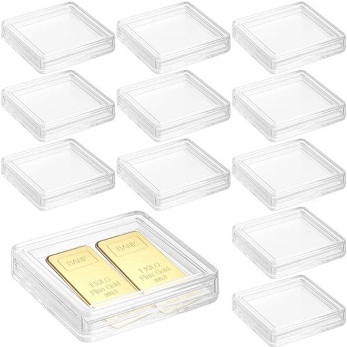 Mini-opbergcontainers 30 stuks - Transparant - 35 x 35 x 9 mm - Met deksel