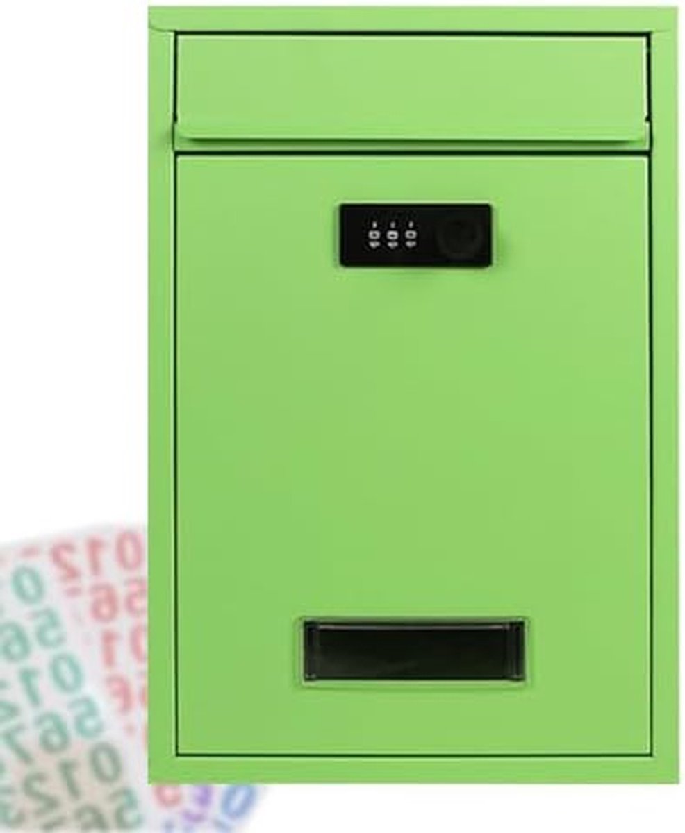 Wandgemonteerde Brievenbus - Buiten brievenbus - Post Ontvangen - Combinatieslot Beveiliging - 21.5 x 8.5 x 32 cm - Donkere Houtnerf