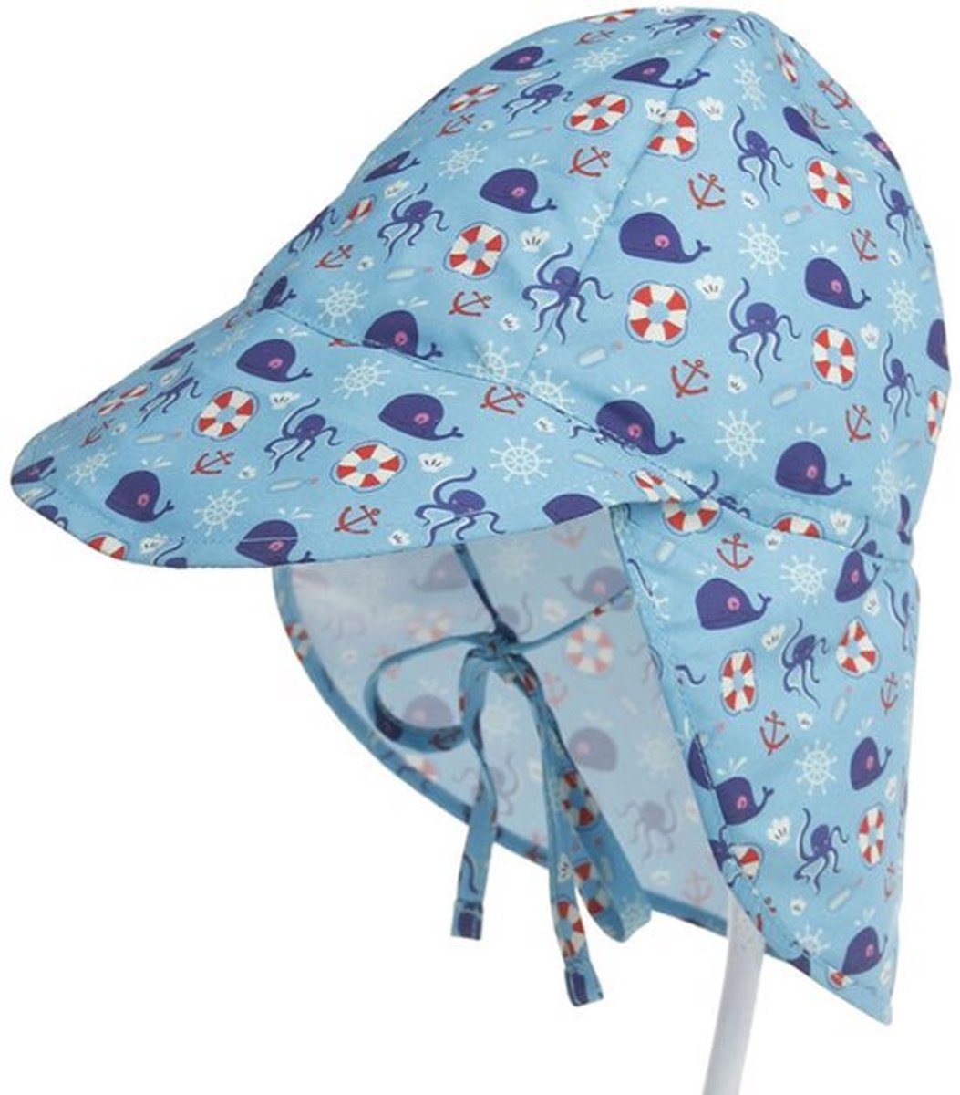 Baby Zomermuts met Modelnummer - UPF 50+ Bescherming - Verstelbare Kinband en Nekflap