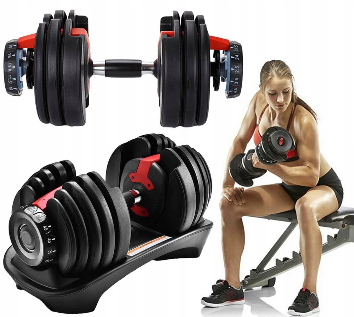 Merkloos Verstelbare Dumbbell 2,5-24 kg - Snel Gewicht Aanpassen