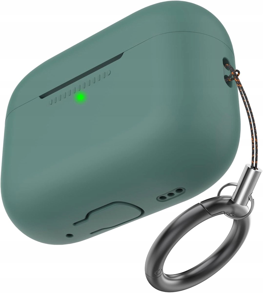 AhaStyle Siliconen Hoesje met Karabijnhaak voor AirPods Pro 2 - Donkergroen