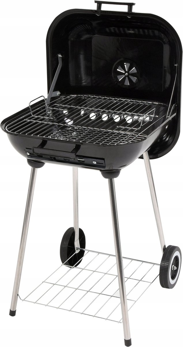 Merkloos Koolgrill met Deksel, 45x40cm Grillrooster, Draagbaar