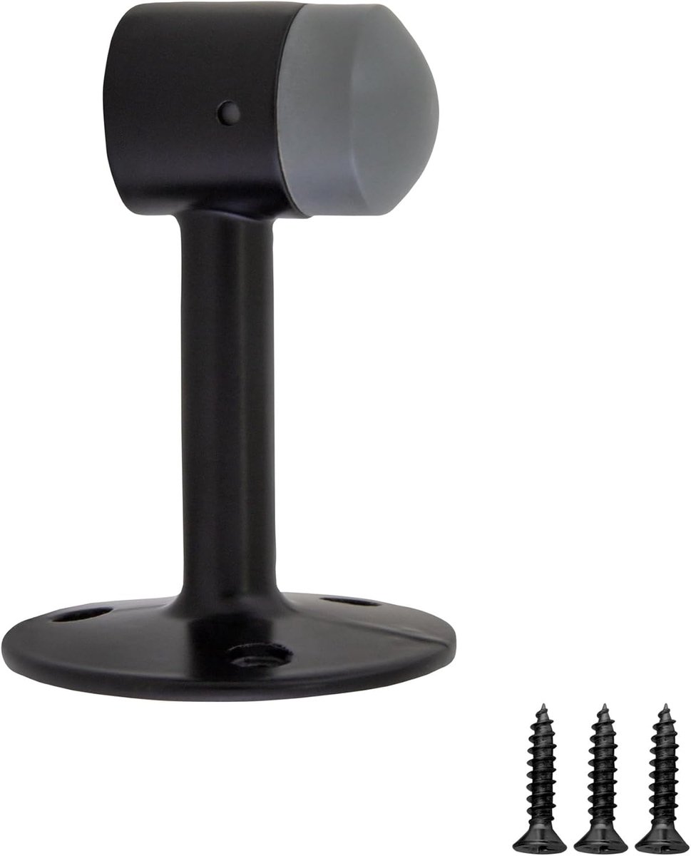 Deurstopper zwanenhals 2pk - mat zwart - klassiek ontwerp - beschermt muur en deur - ShopVlot