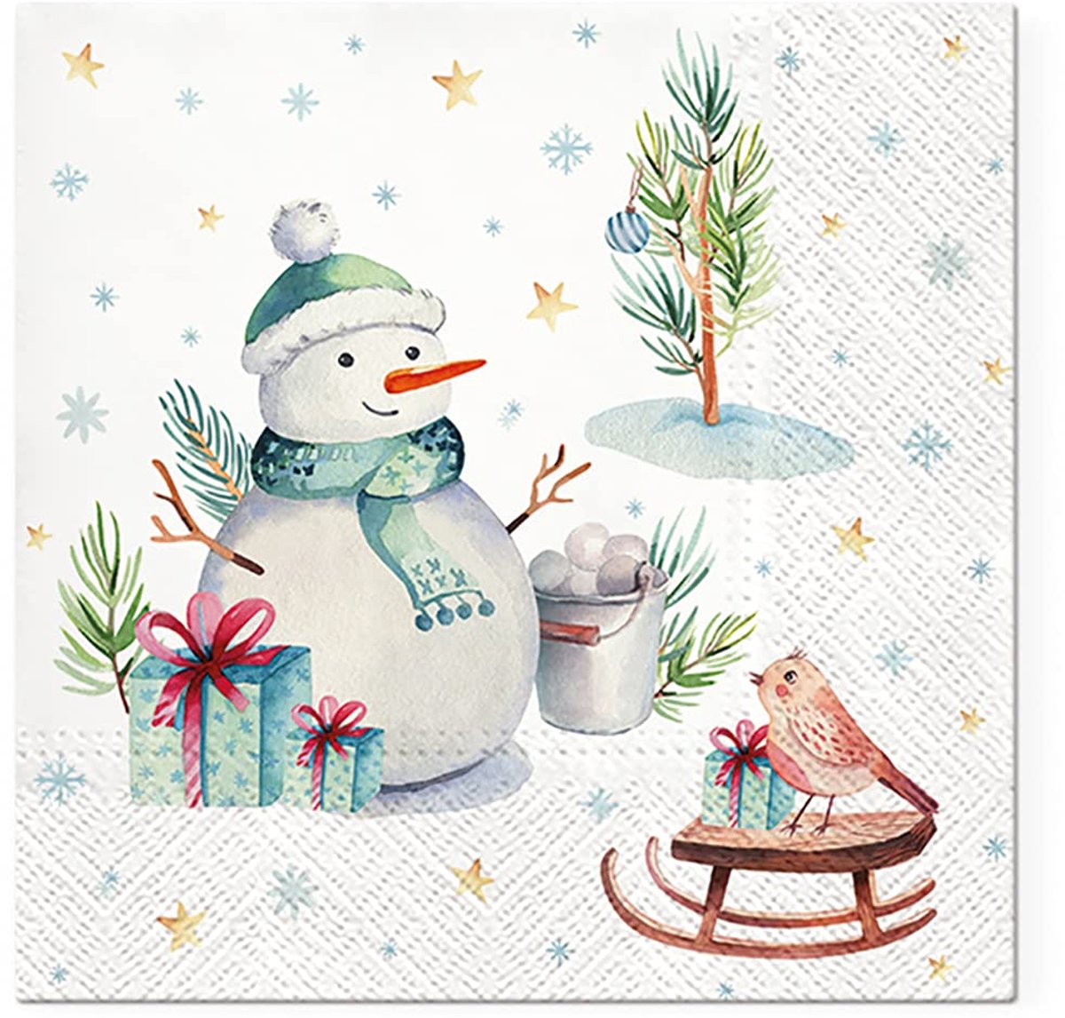 Papieren servetten 33cm x 33cm - 3-laags kerstservetten - Sneeuwman ontwerp - Perfect voor feestelijke tafels - ShopVlot