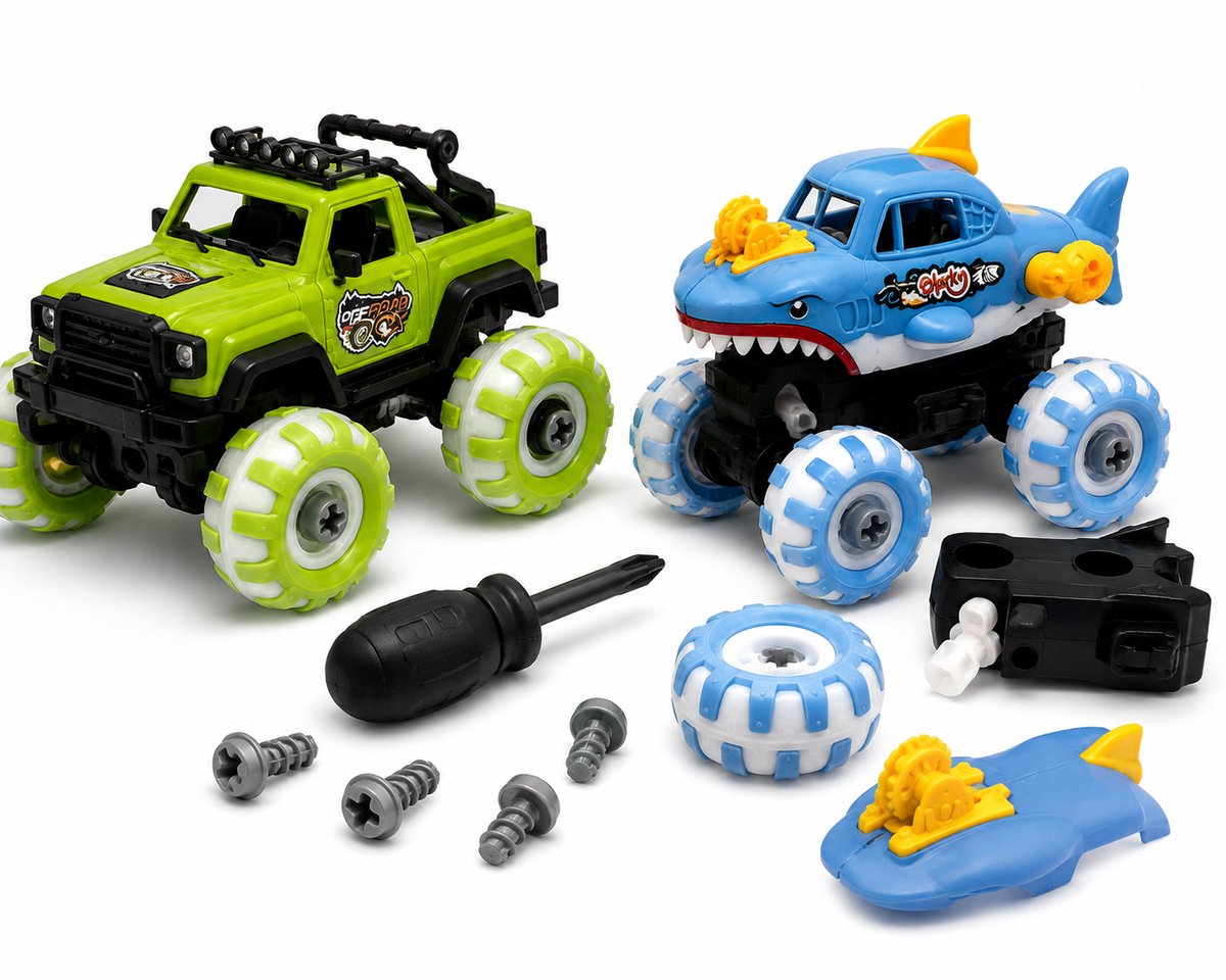 Speelgoed Auto's - 2 Stuks - Auto Speelgoed - Speelgoed 3 Jaar - Speelgoed 4 Jaar - Speelgoed 5 Jaar - Montessori Speelgoed - Educatief Speelgoed - Jongens Speelgoed - Meisjes Speelgoed