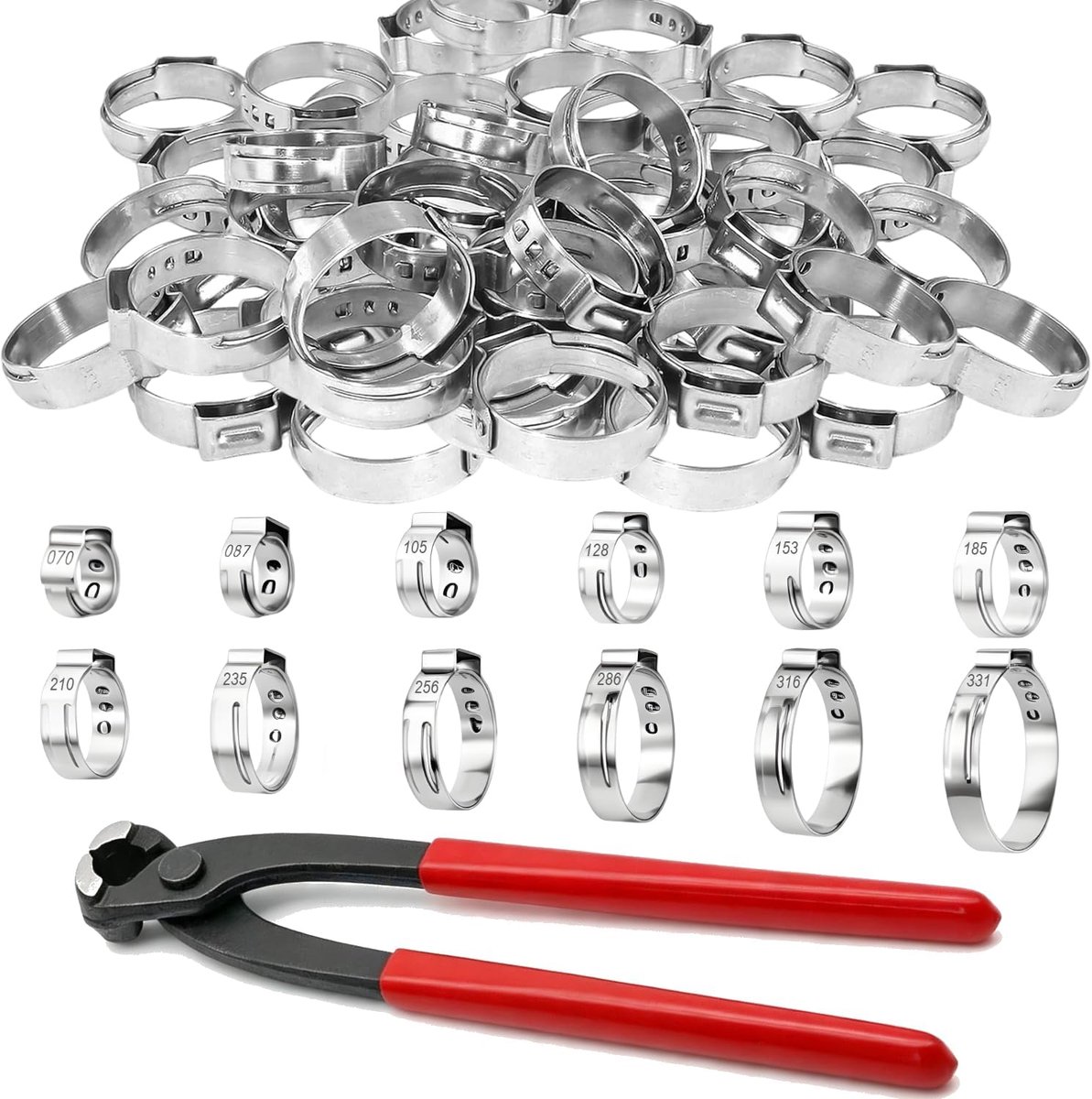 Slangklemmen set 180 stuks - roestvrij staal 304 - 12 maten 5,8-33,1 mm - voor autoreparaties en onderhoud - ShopVlot