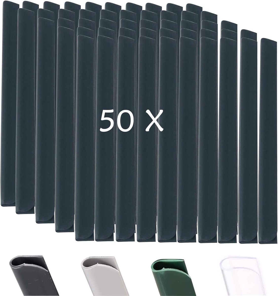 PVC bevestigingsclips 50 stuks - zwart - 190 mm - ideaal voor privacy schermen en tuinhekken - ShopVlot