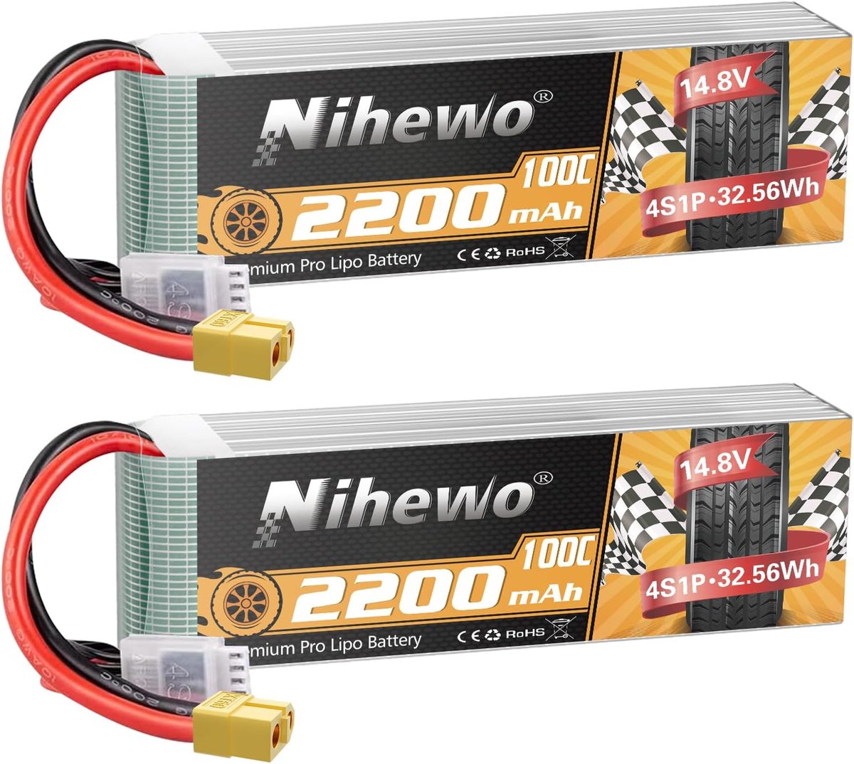 Lipo batterij 14.8V 2200mAh - Soft case - 100C - Ideaal voor FPV drone en RC modellen - ShopVlot