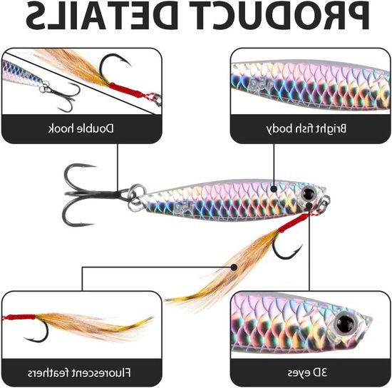 Mackerel Aas voor Zeevissen, Spinners met Veertjes en Dubbels, Perfect voor Makreel, Baars en Forel Vissen — afbeelding 2