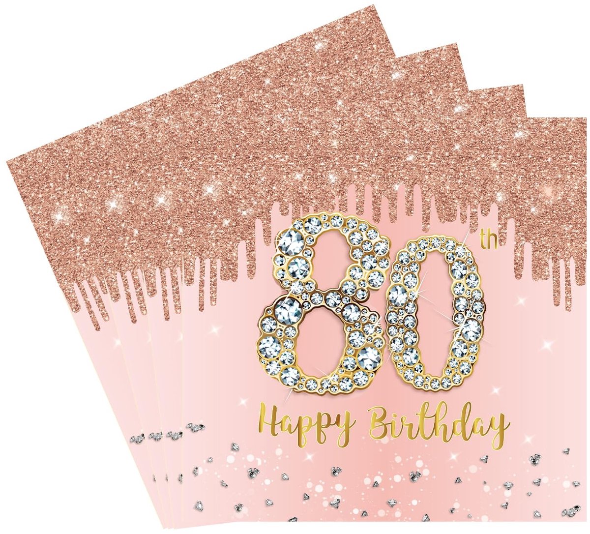 Dailygoods - 80e Verjaardag Servetten - Roze en Goud voor Feestelijke Tafeldecoraties