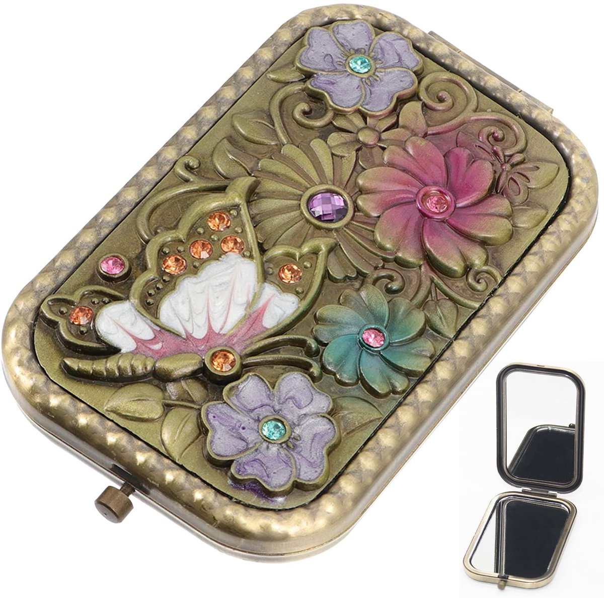 Dailygoods - Vintage Klapspiegel - Draagbare Make-upspiegel Goudkleurig