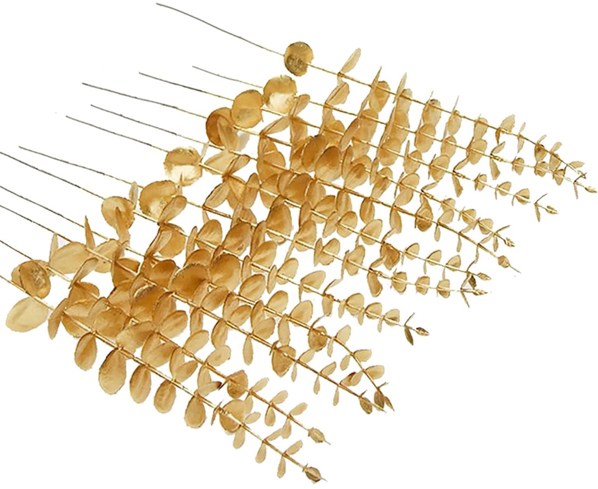 Dailygoods - 24 Stuks Gouden Kunstmatige Eucalyptusstengels - Perfect voor Woningdecoratie