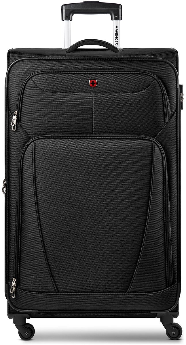 Wenger Beaumont Trolley met 4 wielen XL 87 cm, speciale maat met uitbreidingsplooi - Zachte bagage - Combinatieslot - black
