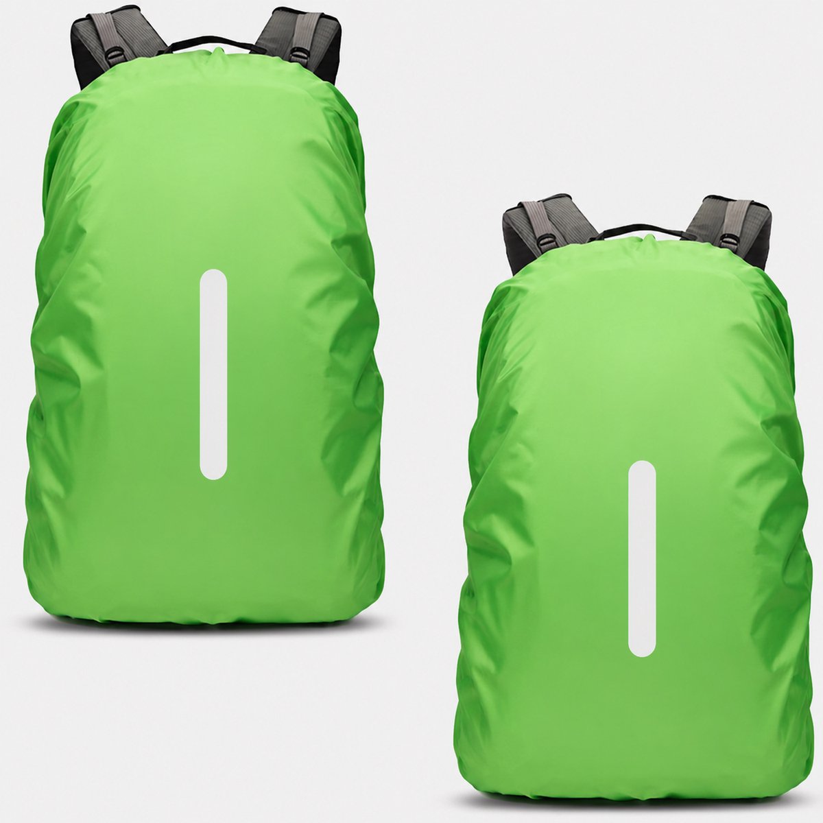 Waterdichte Regenhoes voor Rugzak - Reflecterend - Anti-stof & Anti-diefstal - voor Fietsen, Wandelen, Kamperen, Reizen - 45L (M, past 40-50L) - Groen - 2 Stuks - 1 Set