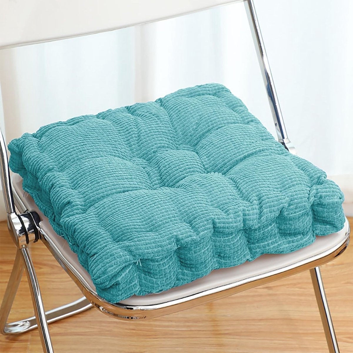 Dikke Stoelkussens Set van 2 - 40 x 40 cm, Geschikt voor Tuin, Keuken en Balkon - Vierkant in Hemelsblauw
