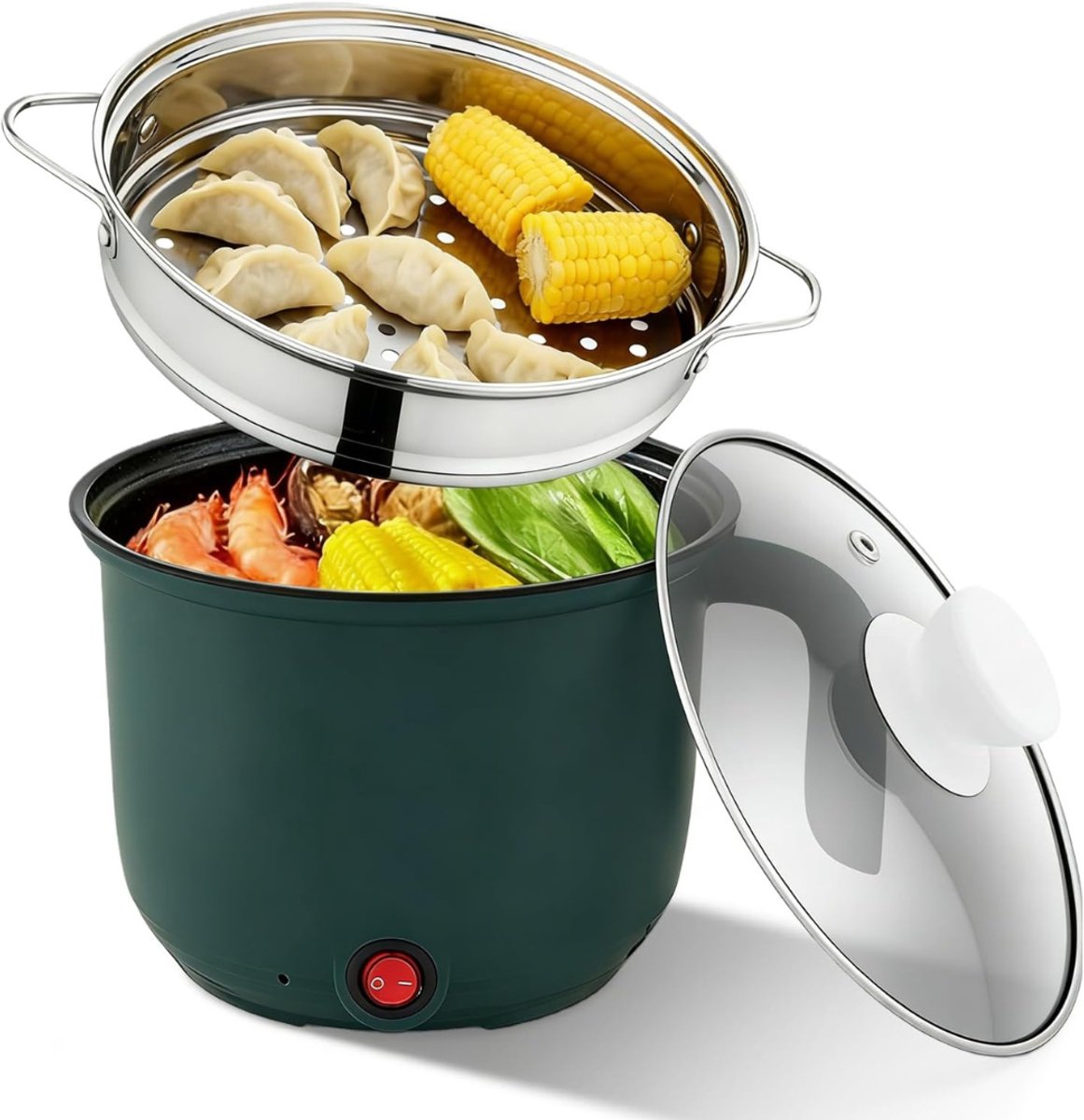 QORA® Hotpot Pan - Hot Pot Pan Chinees - Hot Pot Pan 2 Vaks - Donkergroen - 35cm x 19cm x 18cm
