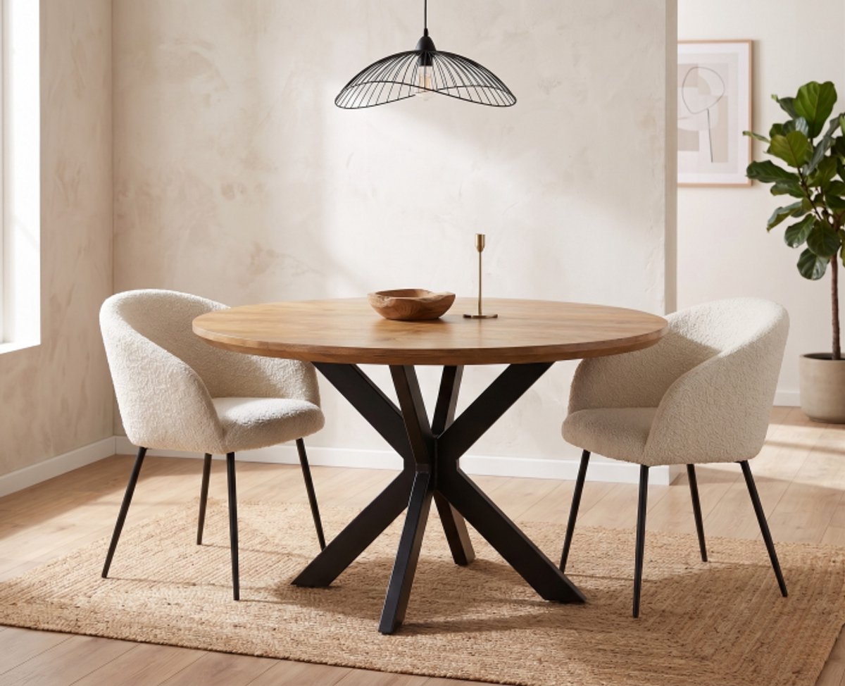 Meubelplaats Eettafel Colorado rond mangohout 140x140x76 cm - naturel