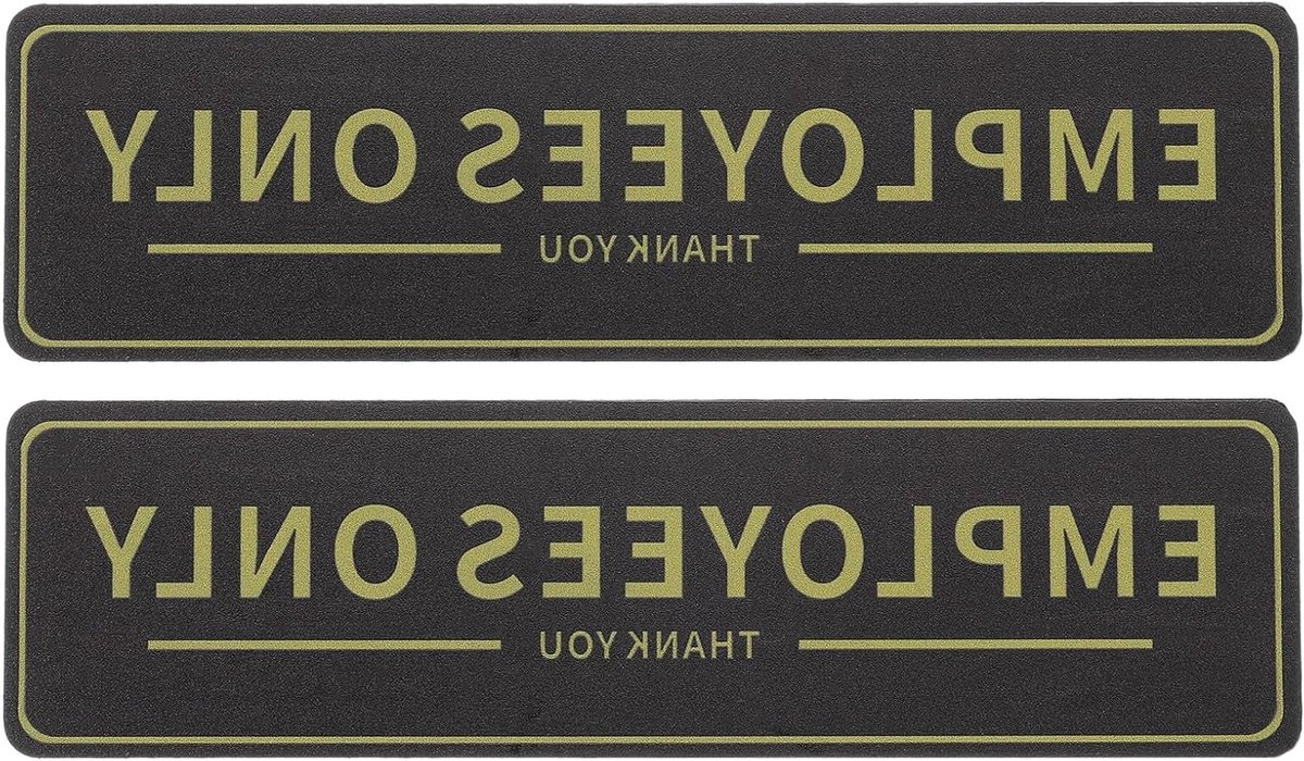 Medewerkers Alleen Bord, 2 Stuks 7x2 Inch Zelfklevende Deurborden voor Kantoor en Winkel, Zwart/Goud, Professioneel en Duurzaam