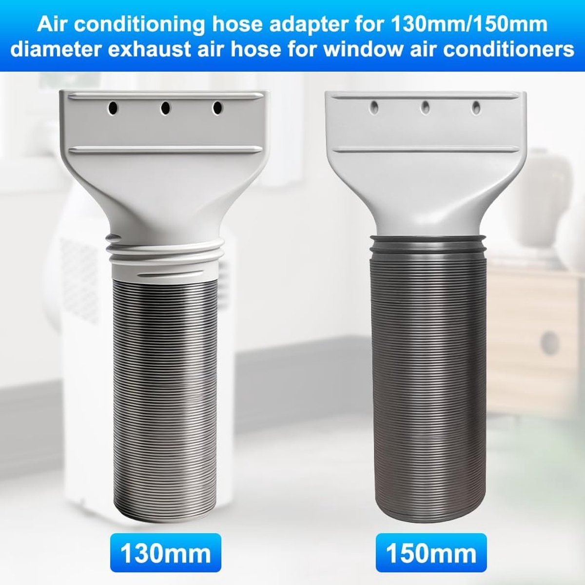 Koppelstuk Mobiele Airco Afvoerslang - Voor Ø13-15cm - Platte mond - Luchtafvoerslang - voor afvoerbuis, afzuigkap, pvc-airconditioning, slangverlenging - 1 stuk - grijs thumbnail 2
