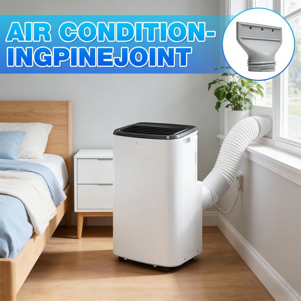 Koppelstuk Mobiele Airco Afvoerslang - Voor Ø13-15cm - Platte mond - Luchtafvoerslang - voor afvoerbuis, afzuigkap, pvc-airconditioning, slangverlenging - 1 stuk - grijs thumbnail 3
