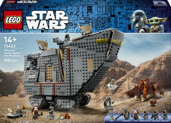 LEGO® Star Wars: De Mandalorian™ Offworld Sandcrawler™ en Mudhorn - Bouwspeelgoed met Voertuig voor Kinderen - Inclusief 7 Personages - Cadeautip voor Jongens, Meisjes en Fans Vanaf 14 Jaar - 75453