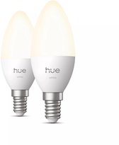 Philips Hue LED kaarslamp - E14 fitting - bevat 2 lampen - zachtwit licht - slimme verlichting