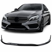 Spoiler Lip Geschikt voor Mercedes c klasse w205 pre facelift van 2014-2018 AMG Pakket Voorspoiler Glans zwart