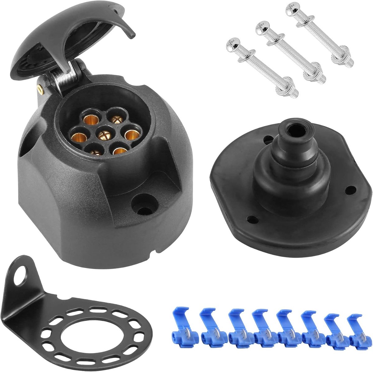 Aanhangerstekker - Nylon - 7-polig - Waterdicht - Voor Auto's en Caravans