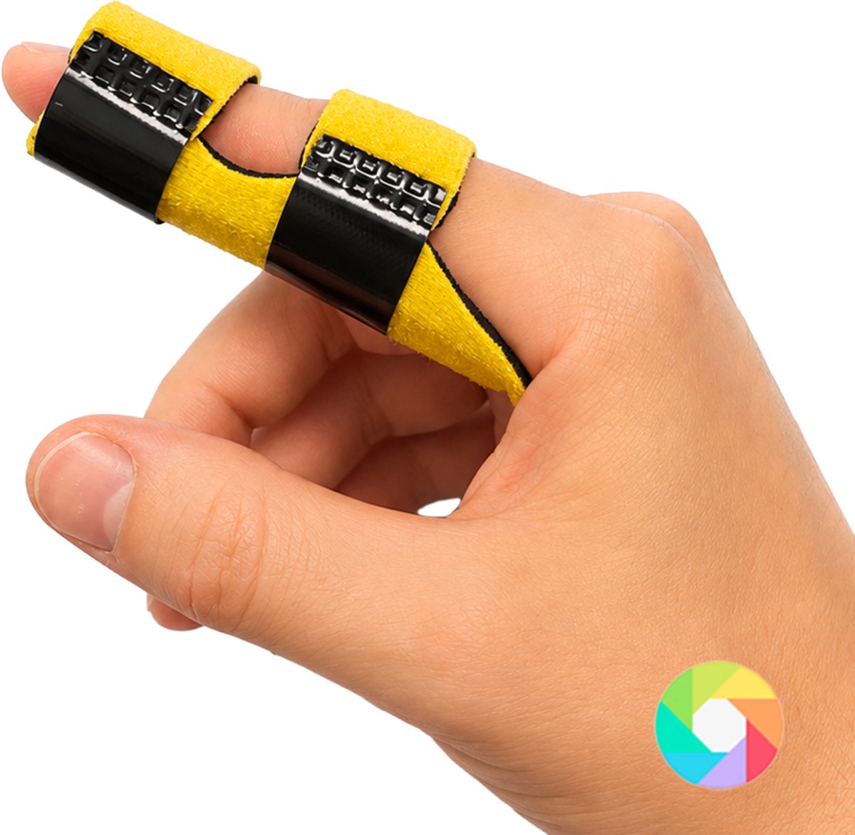 Vingerspalk geel verkrijgbaar in 6 kleuren - vingerbrace - vingerspalken - vinger splint - mallet vingerspalk - triggerfinger spalk