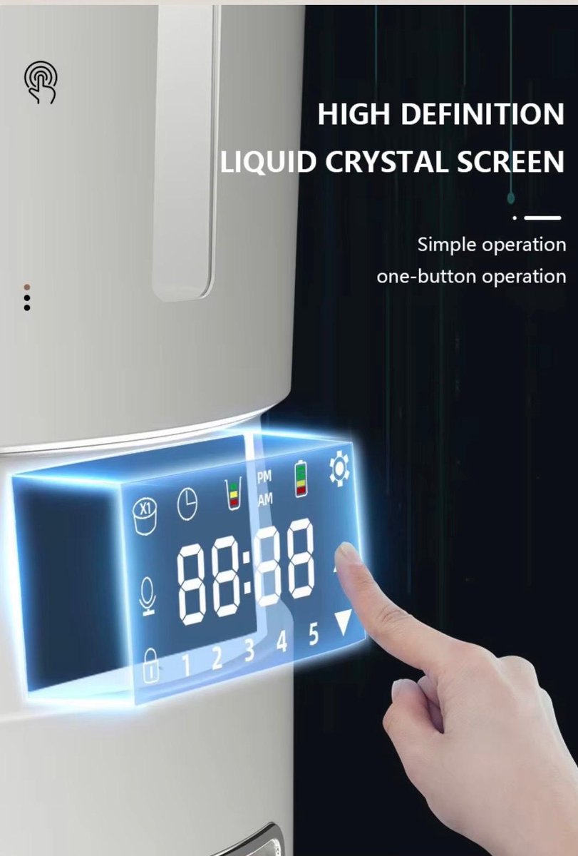 JdH Handel Automatische Voerbak Kat 4 Liter met Touchscreen - afbeelding 3