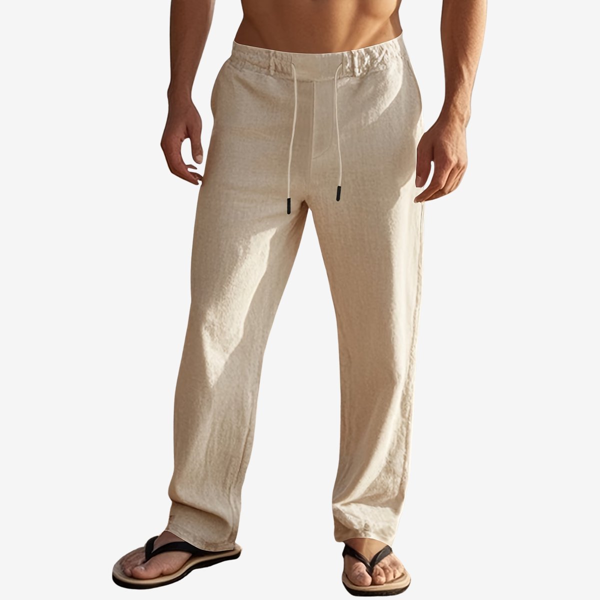 Currero Linnen Broek Heren - Zomerbroek - Volwassenen - Lange Broek - Pantalon - Strandbroek - Zomer - Ibiza Stijl - Khaki L
