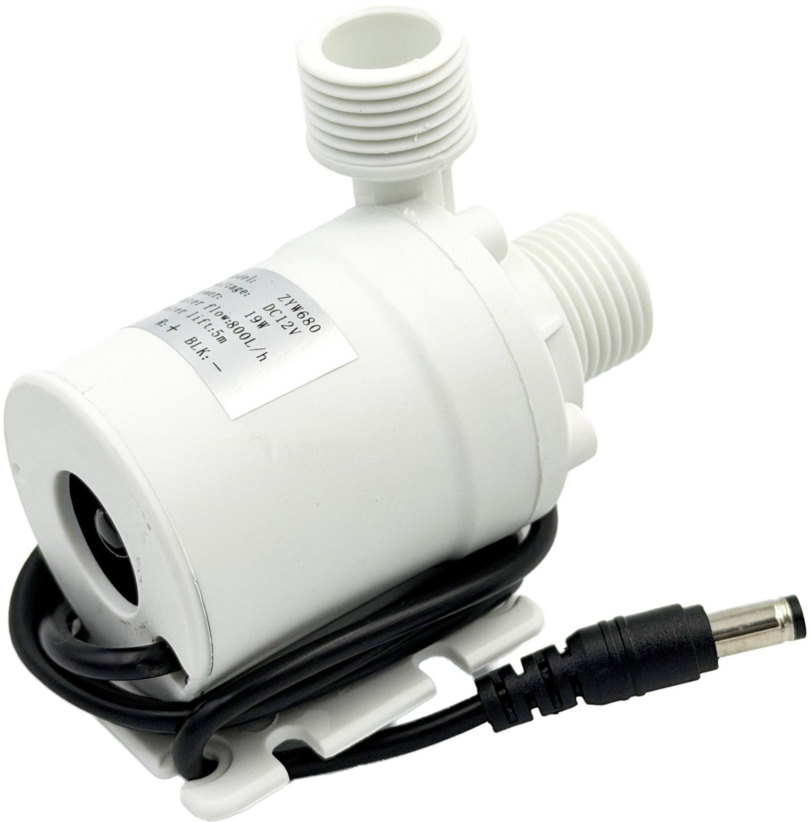 Oneay Borstelloze centrifugaal-dompelpomp (800 l/u, 210 gph, 5 m / 16 ft) voor fonteinen, zwembaden, circulatiesystemen op zonne-energie en watercirculatiesystemen (DC 12 V) - Wit
