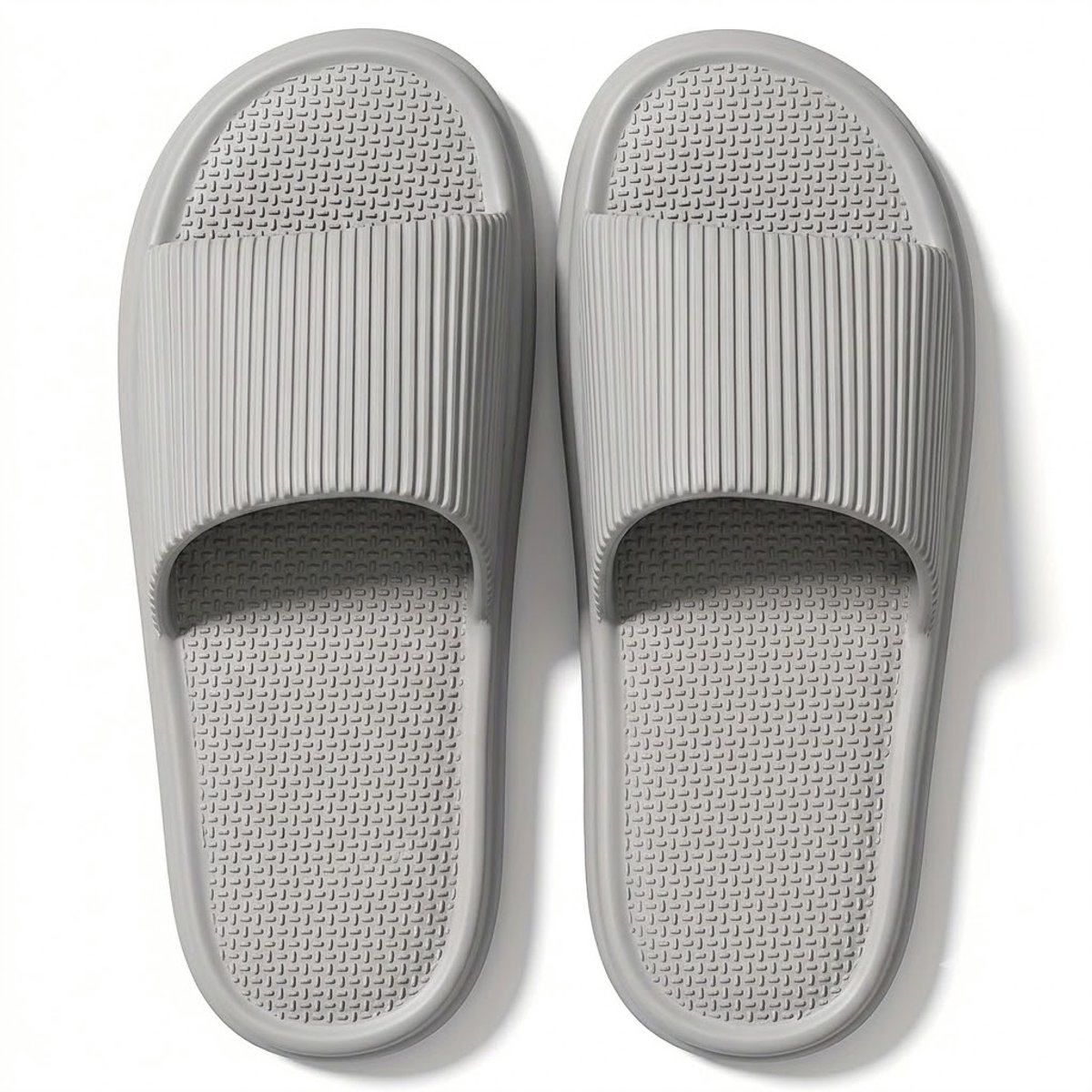 Grijze badslippers unisex EVA slippers open teen antislip slippers voor dames en heren zachte zool instap slippers voor binnen buiten badkamer douche zwembad strand casual maat 44