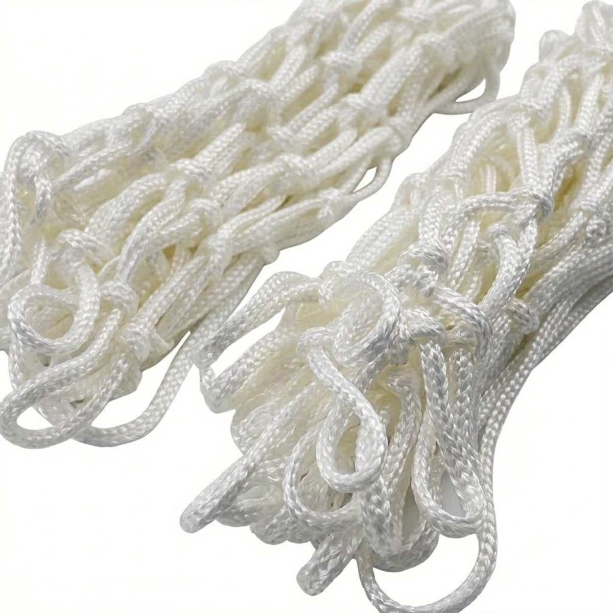 Wit basketbalnet 2 stuks unisex stevig nylon vervangingsnet geschikt voor standaard basketbal ring binnen en buiten gevlochten basketbal net